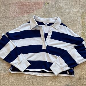 Stylish Polo with Navy and White Stripes